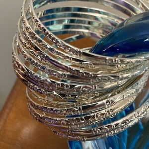 925 silver plated bangles 3 pcs Raised etched styling 3/$25